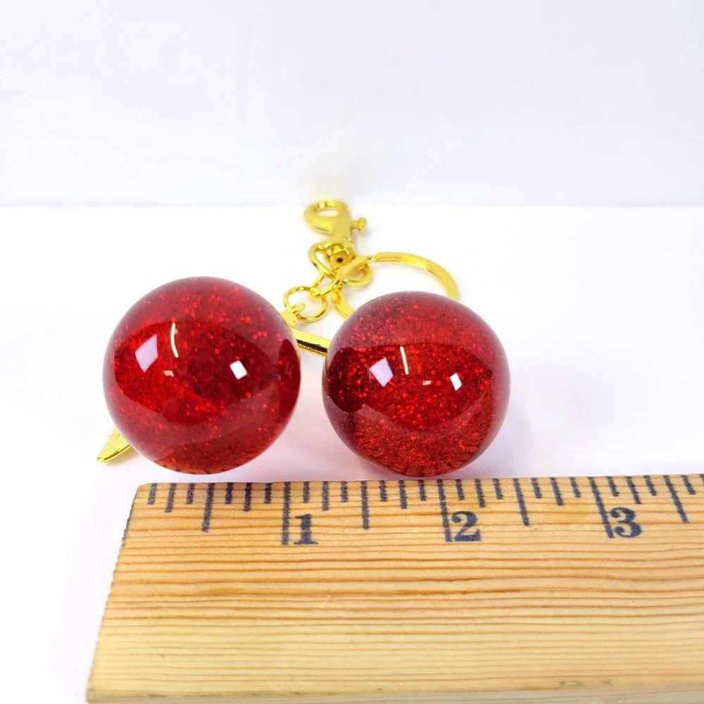 Cherry Keychain Resin Bag Charm Red Gold Retro Coquette, Cherrycore, Retro NEW